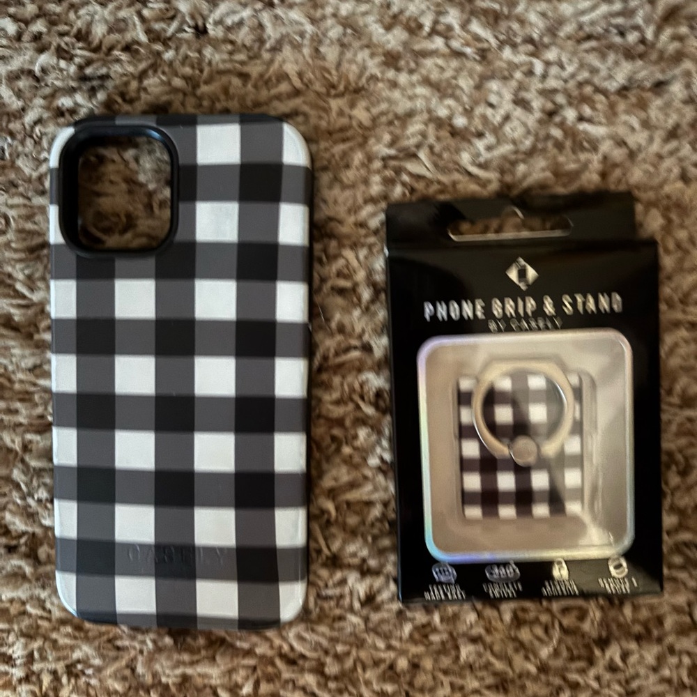 Casely Bold Black and White Checkered Phone Case with Grip that fits iPhone 12